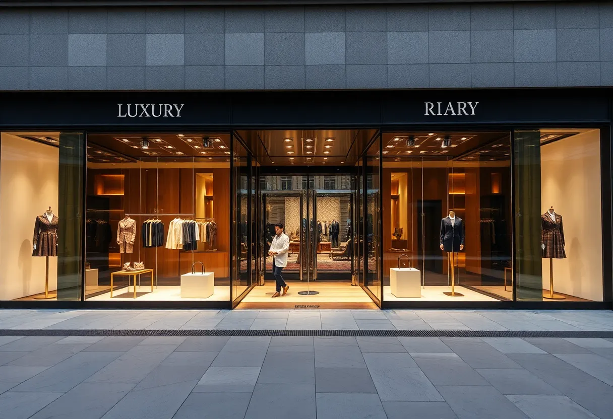 Luxury retail store front of Saks Global Enterprises with elegant displays.