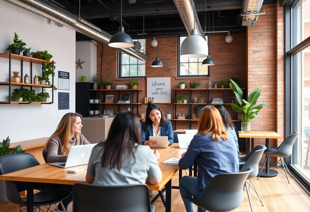 Entrepreneurs engaging at a small business development center in NYC