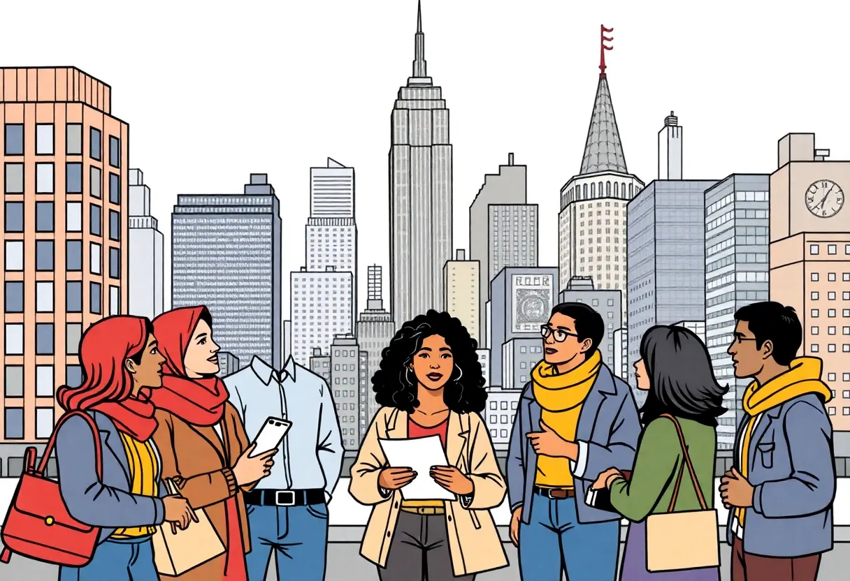 Diverse small business owners discussing funding options in New York City