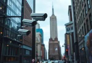 Image depicting surveillance cameras in a New York City street.