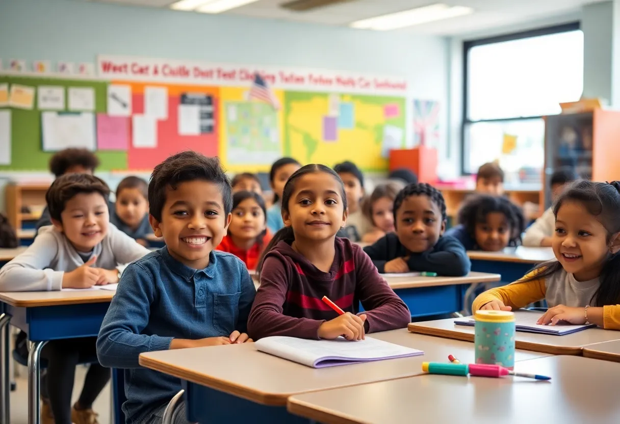 Students engaged in learning at a public elementary school in New York City