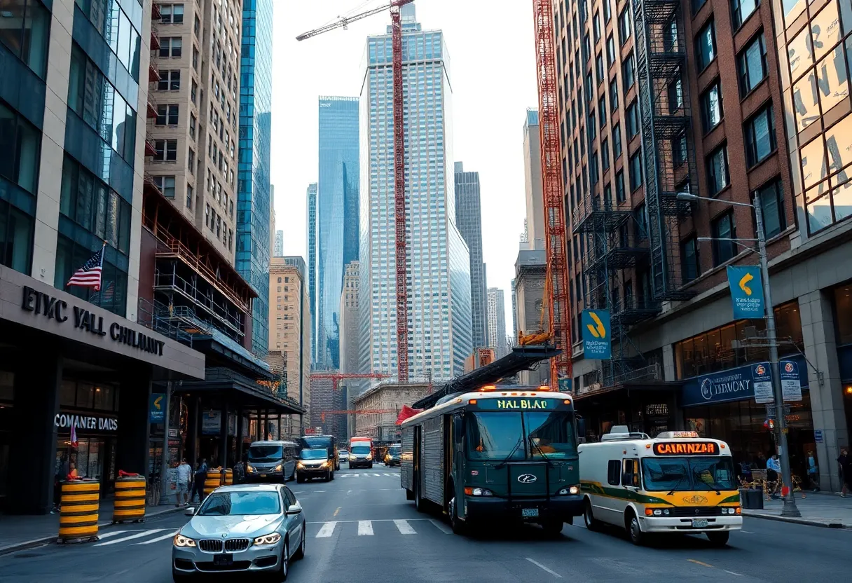View of construction and transportation in New York City reflecting urban development efforts