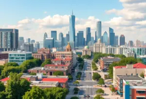 Urban skyline of New York City showcasing revitalization efforts.