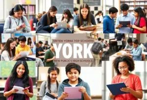 Diverse students participating in academic activities in New York's top public high schools