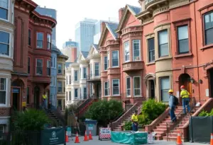 Construction workers renovating homes in New York City