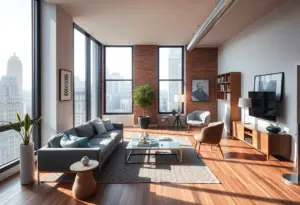 Open floor plan of a modern apartment in New York