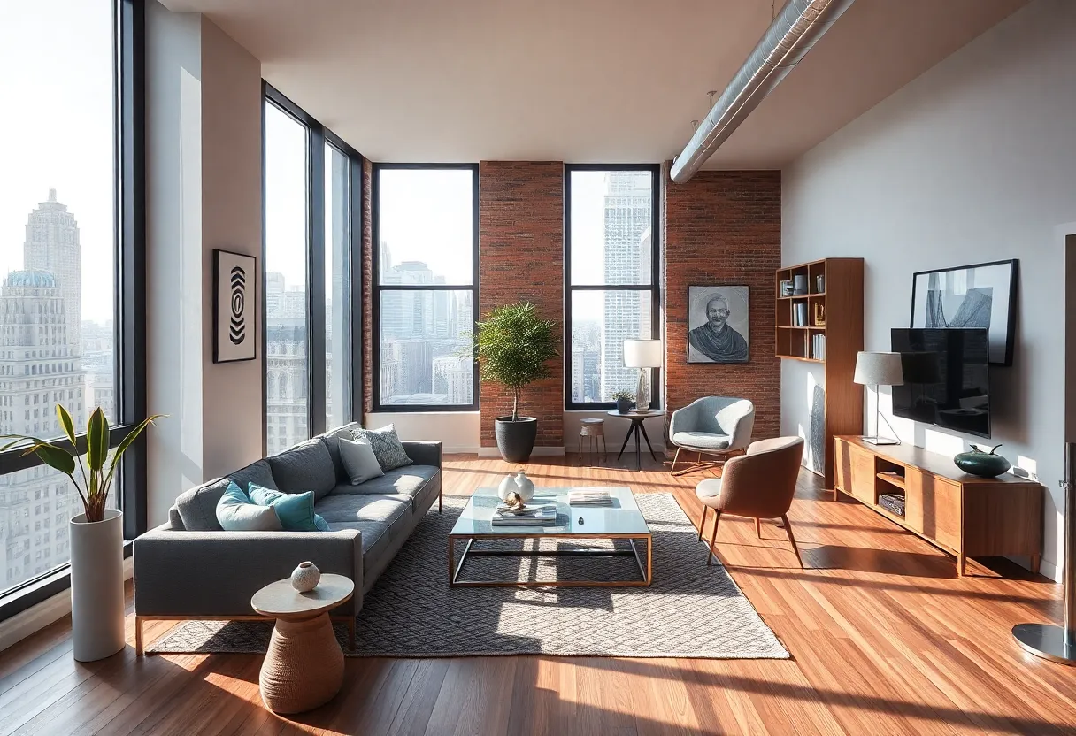 Open floor plan of a modern apartment in New York