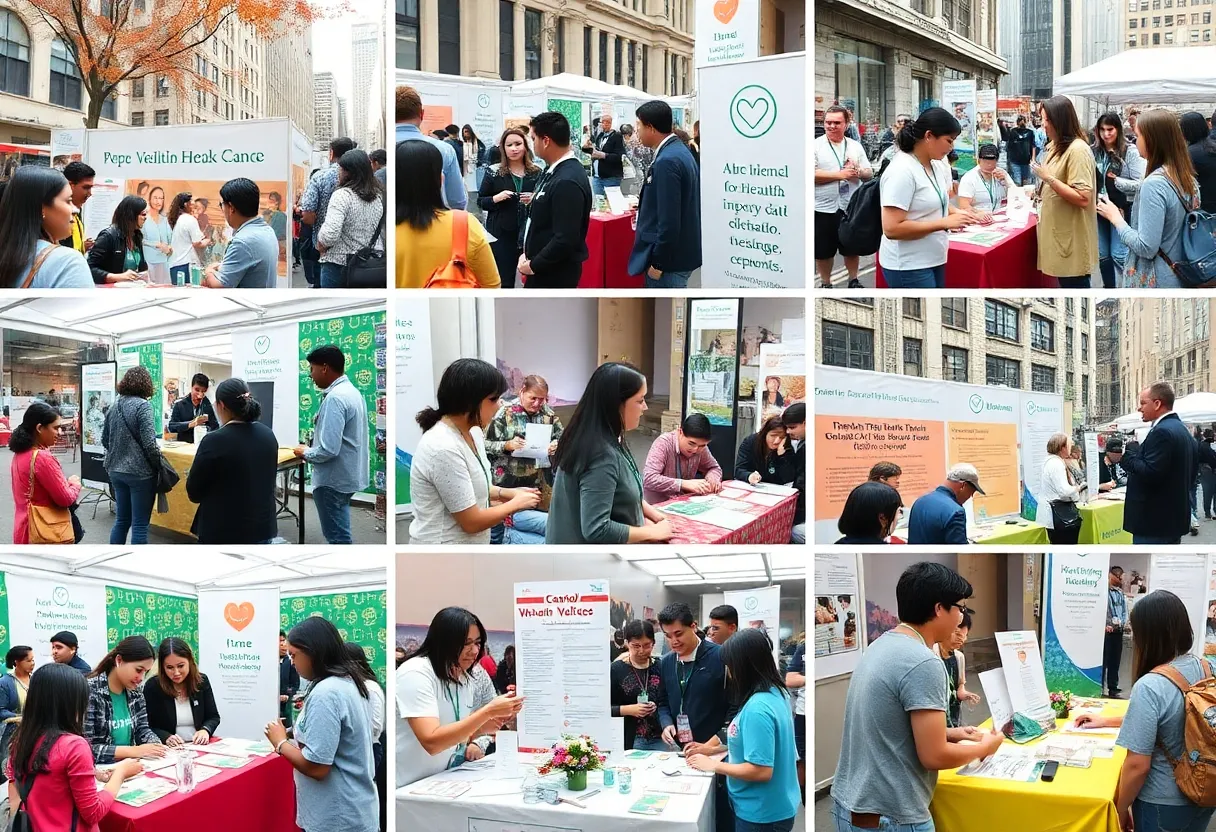 Collage of health events in New York City, featuring community engagement and activities.